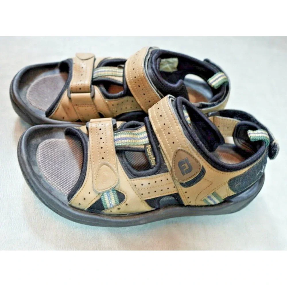 Footjoy‎ FJ Men Size 8M Adjustable Soft Spike Golf Sandals Taupe Brown 48786